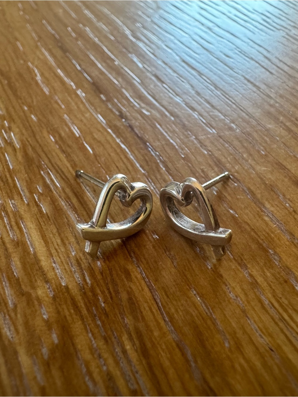 Tiffany & Co. Sterling Silver Open Heart Stud Earrings - Silver